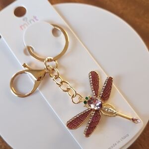 Gold And Lavender Dragonfly Keychain/Bag Charm